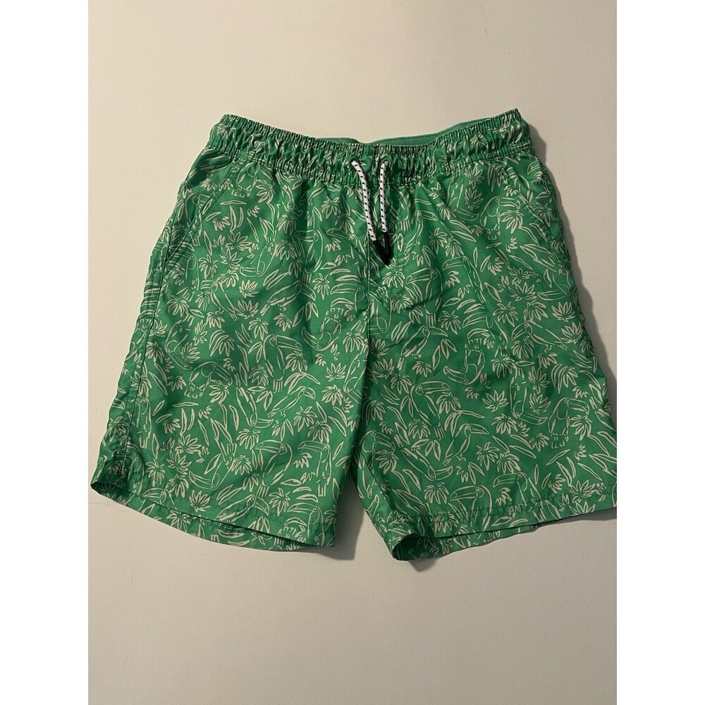 Cat And Jack Boys Xl (14) Green Toucan Swim Drawstring Netting Floral Print
